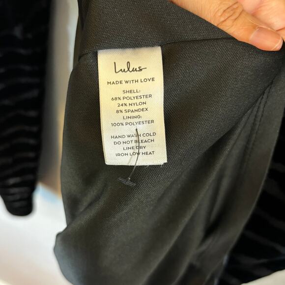 Lulus Striping Style Black Velvet Zebra Backless Mock Neck Mini Dress Size Small - Picture 7 of 8